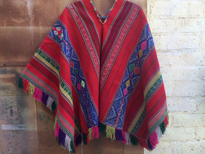 Vintage Handloomed Boho Multi Colored Poncho