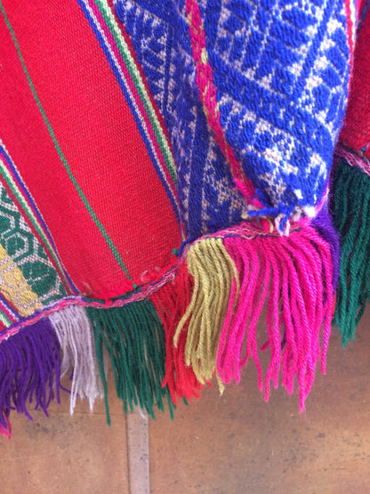 Vintage Handloomed Boho Multi Colored Poncho
