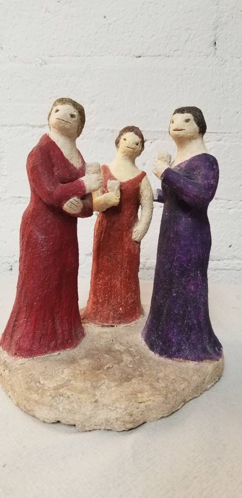 3 Handmade Studio Ceramic Sculpture Ladies