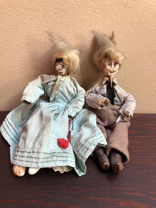 Vintage Old Hand Made Dolls Hunter Gatherer