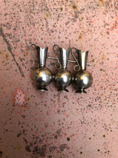 Vintage Mexican Sterling Silver Three Vessel Broach