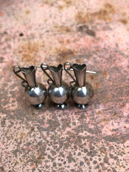 Vintage Mexican Sterling Silver Three Vessel Broach