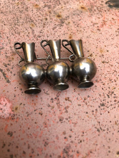 Vintage Mexican Sterling Silver Three Vessel Broach