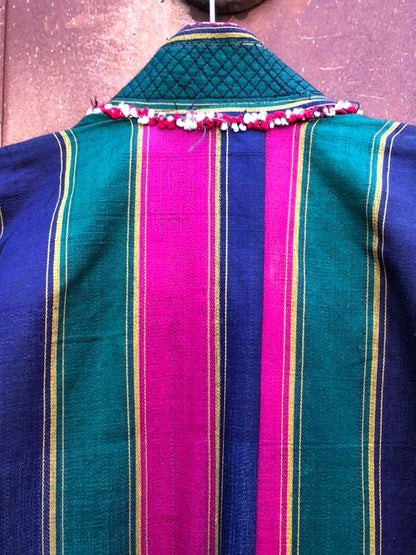 Vintage Exotic Afghanistan Multicolored Satin Coat
