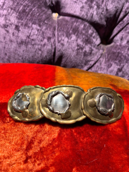 Vintage Brass and Sterling Silver 70s Belt Buckle