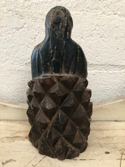 Vintage Antique Hand Carved Wood Madonna Religious Statue
