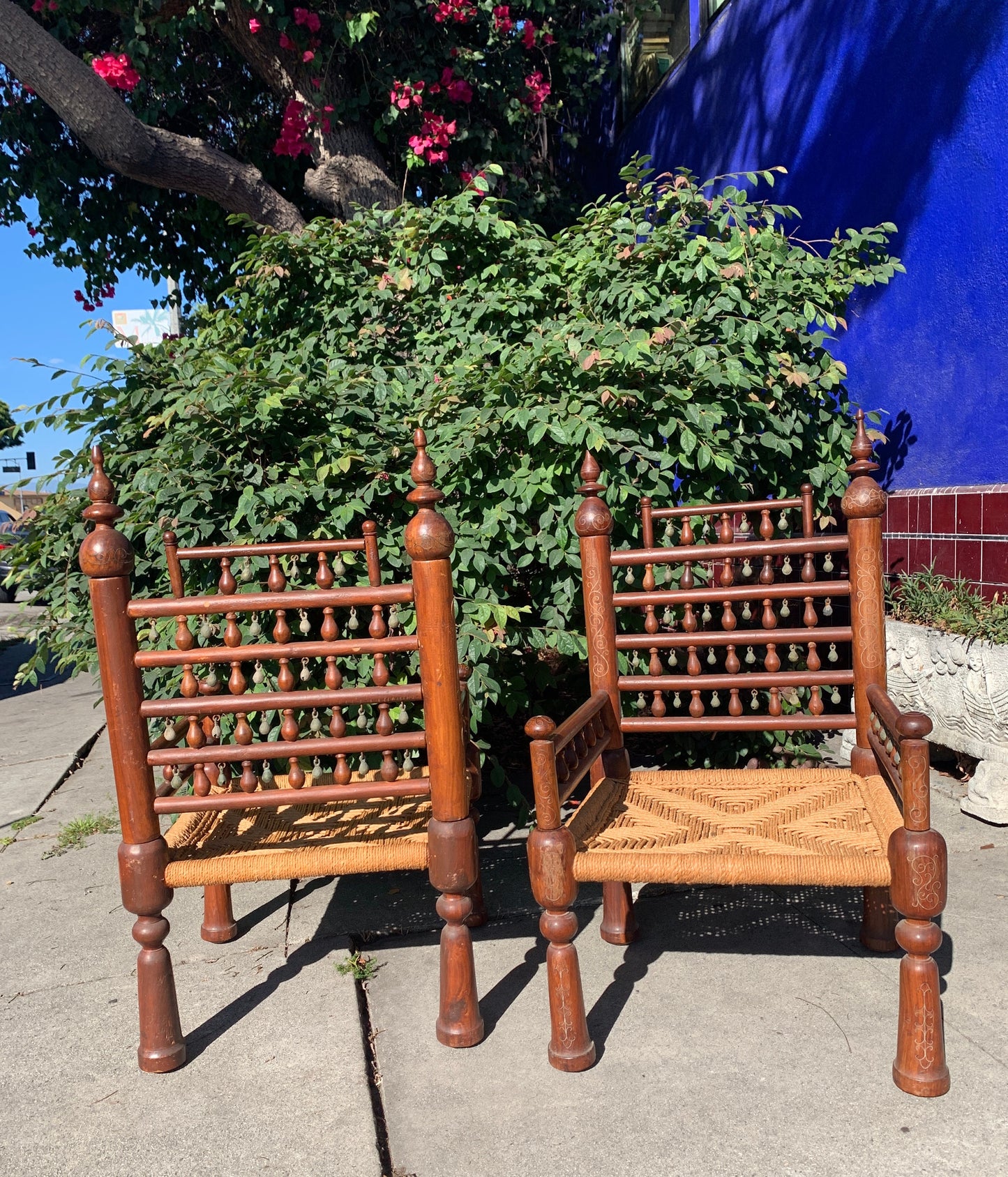 Painted Anglo-Indian Low Seated Wood Chairs
