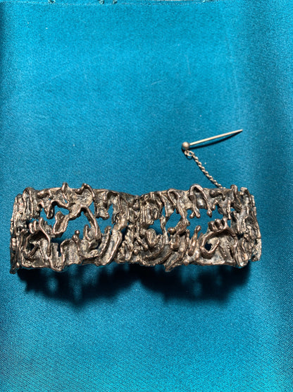 Guy Vidal Modernist Textured Hinged Bracelet