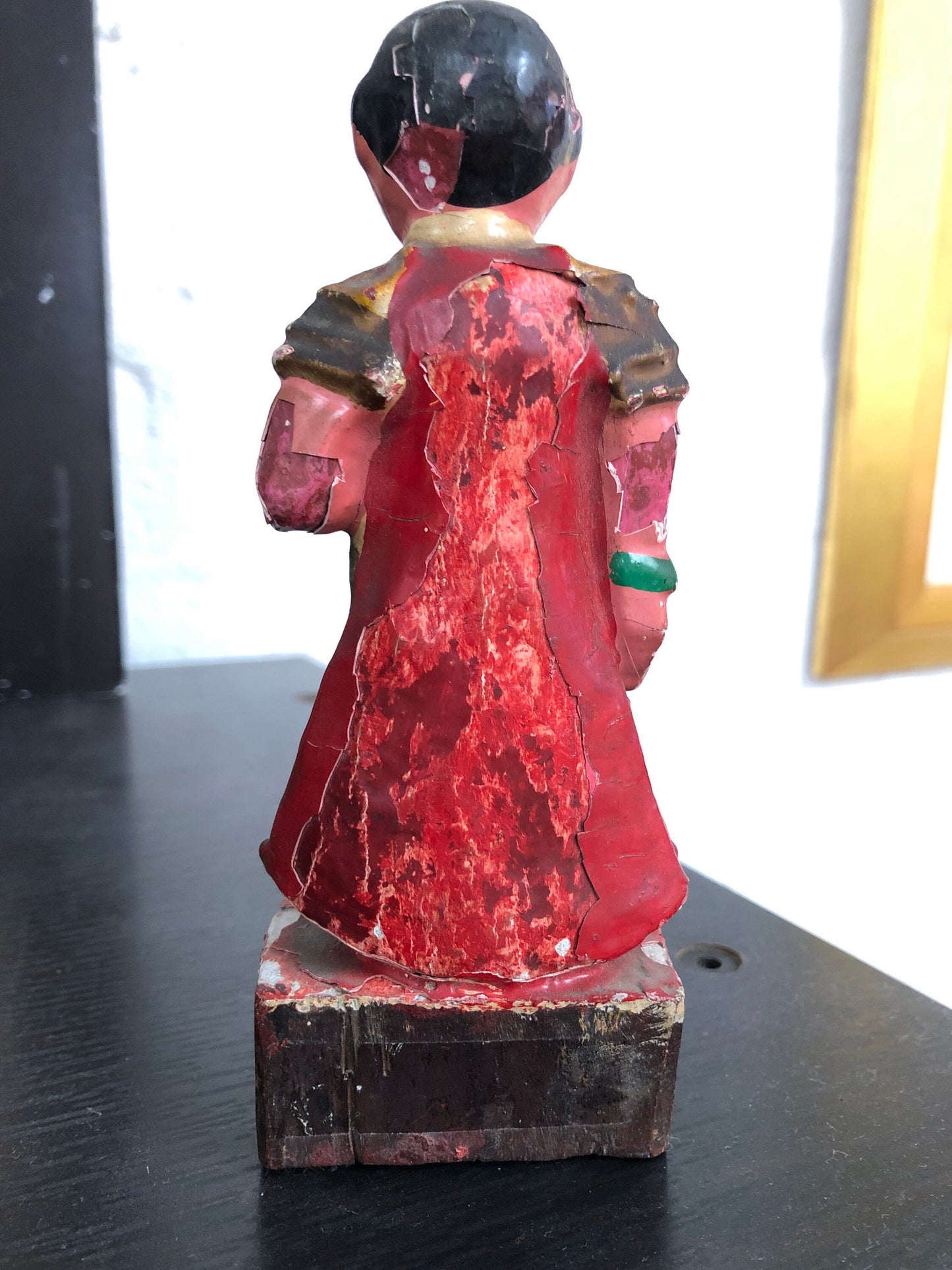 Antique Chinese Wooden Hand Painted Female Figurine