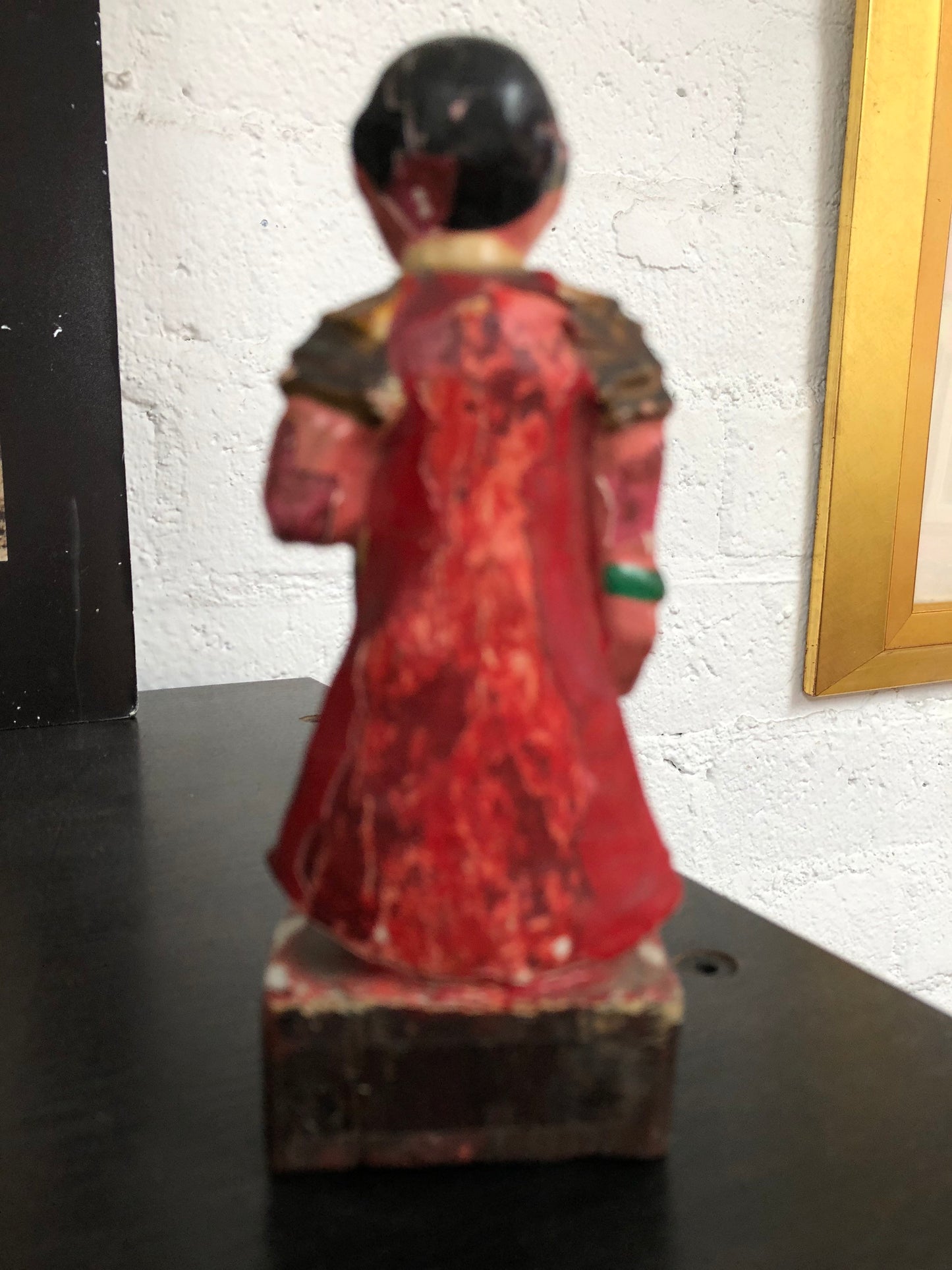 Antique Chinese Wooden Hand Painted Female Figurine