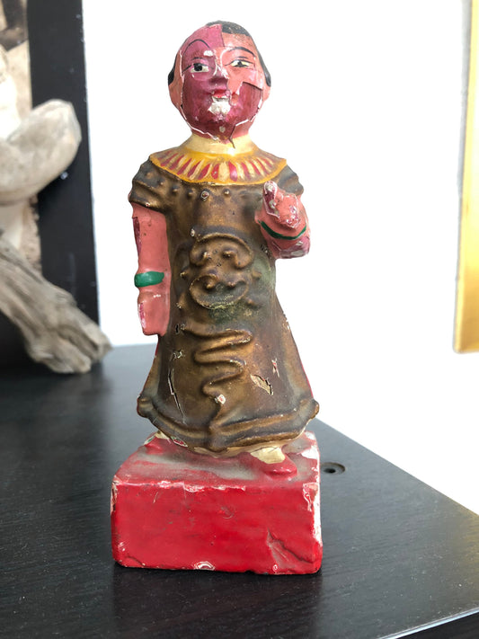 Antique Chinese Wooden Hand Painted Female Figurine