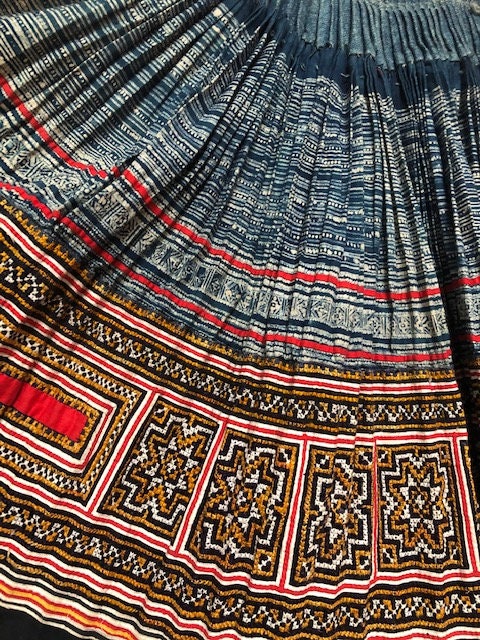 Vintage Vietnamese Hmong Embroidered Tribal Skirt