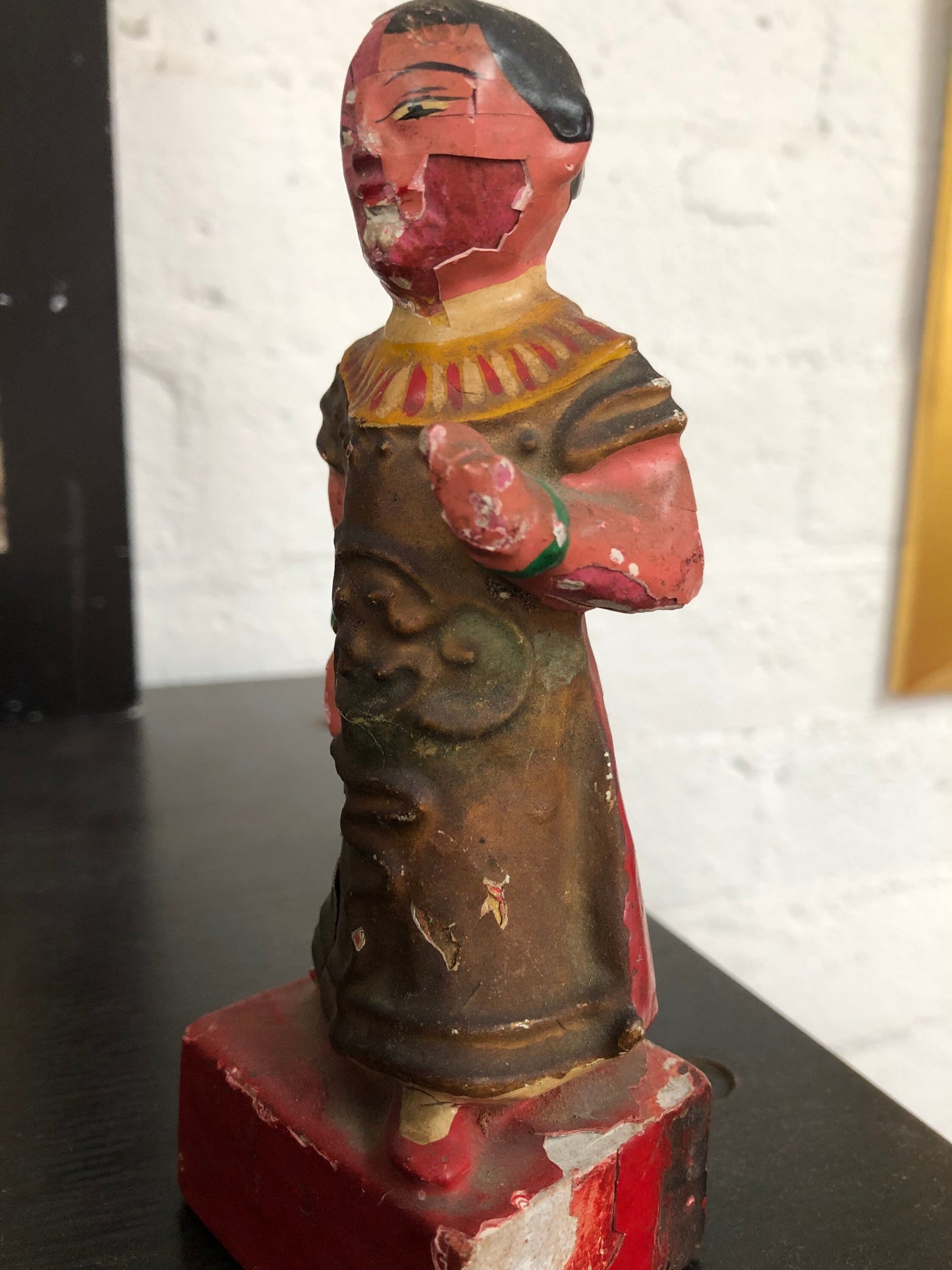 Antique Chinese Wooden Hand Painted Female Figurine