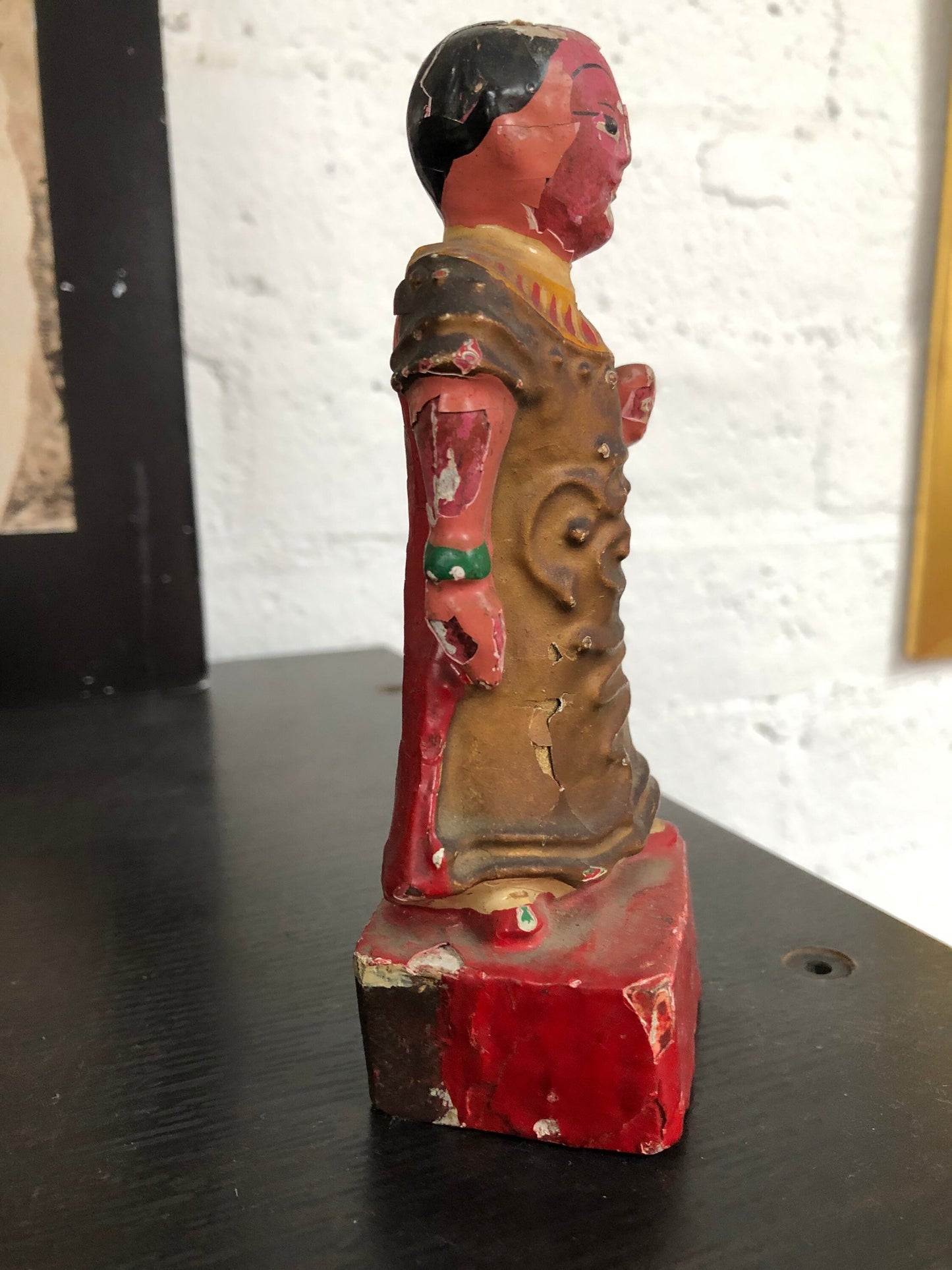 Antique Chinese Wooden Hand Painted Female Figurine