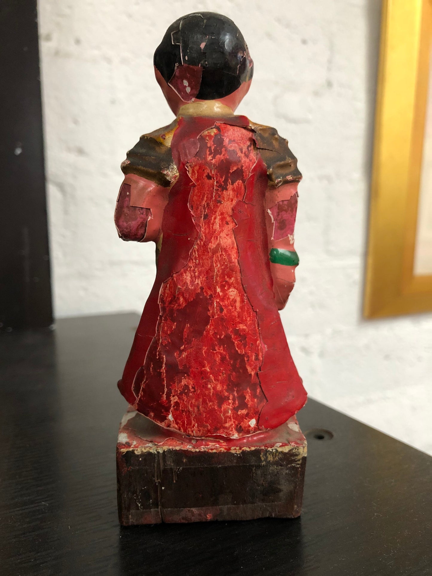 Antique Chinese Wooden Hand Painted Female Figurine