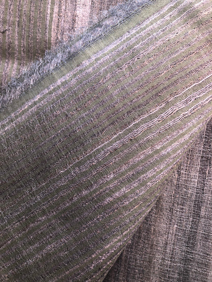 Sumptuous Forest Green, Silver with Gray and Black Cotton Saree Textile
