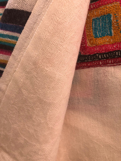 Vintage Indian Cashmere Ivory Colored Shawl