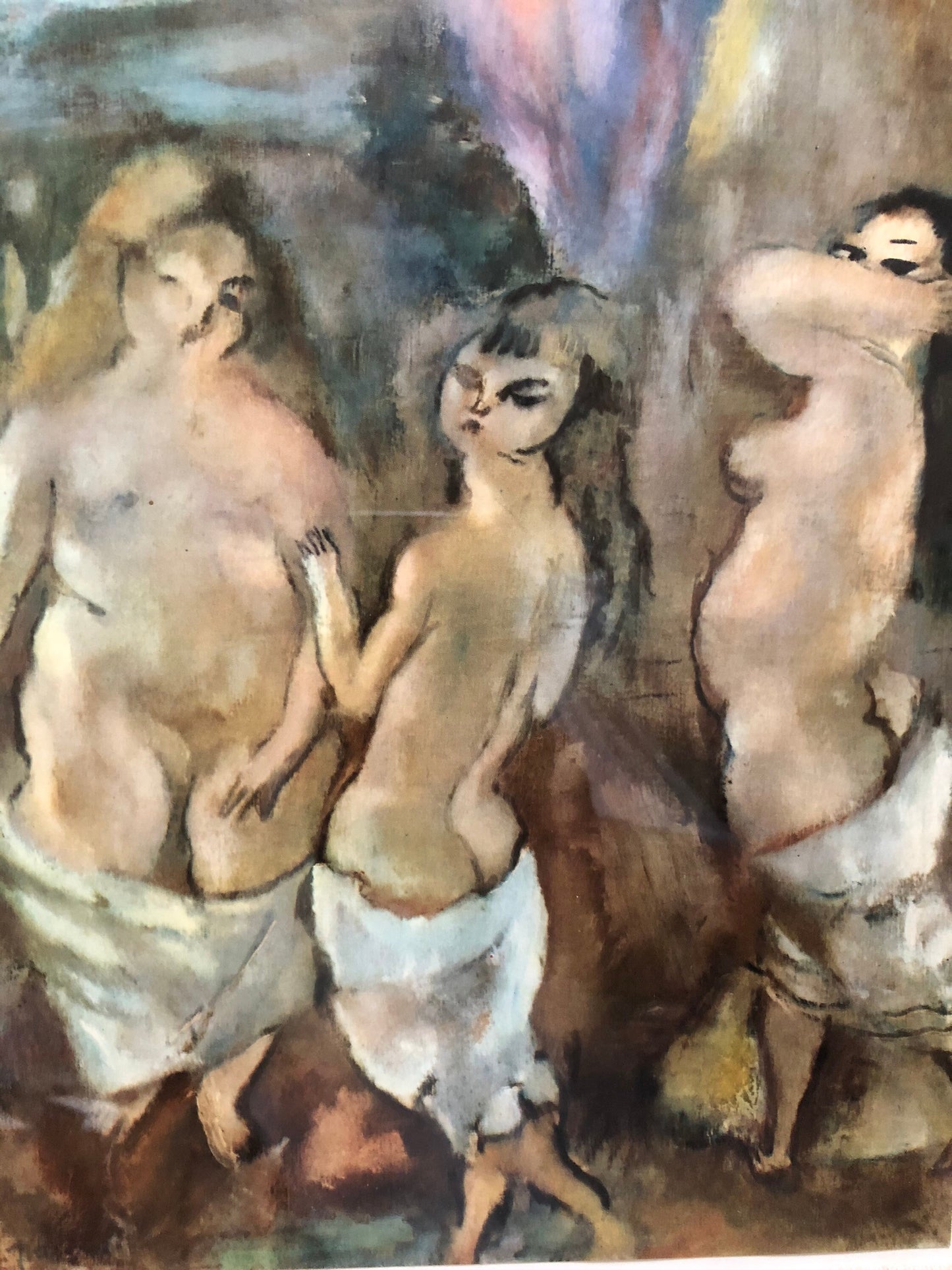 Vintage Jules Pascin Litho Three Nude Women "Nudes In a Landscape"