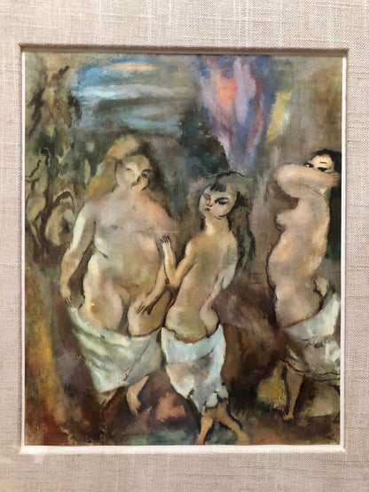 Vintage Jules Pascin Litho Three Nude Women "Nudes In a Landscape"