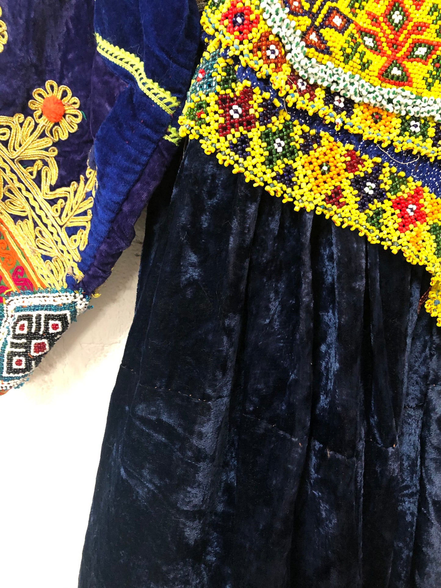 Vintage Afghan Kutchi Handmade Hand-embroidered Velvet Dress
