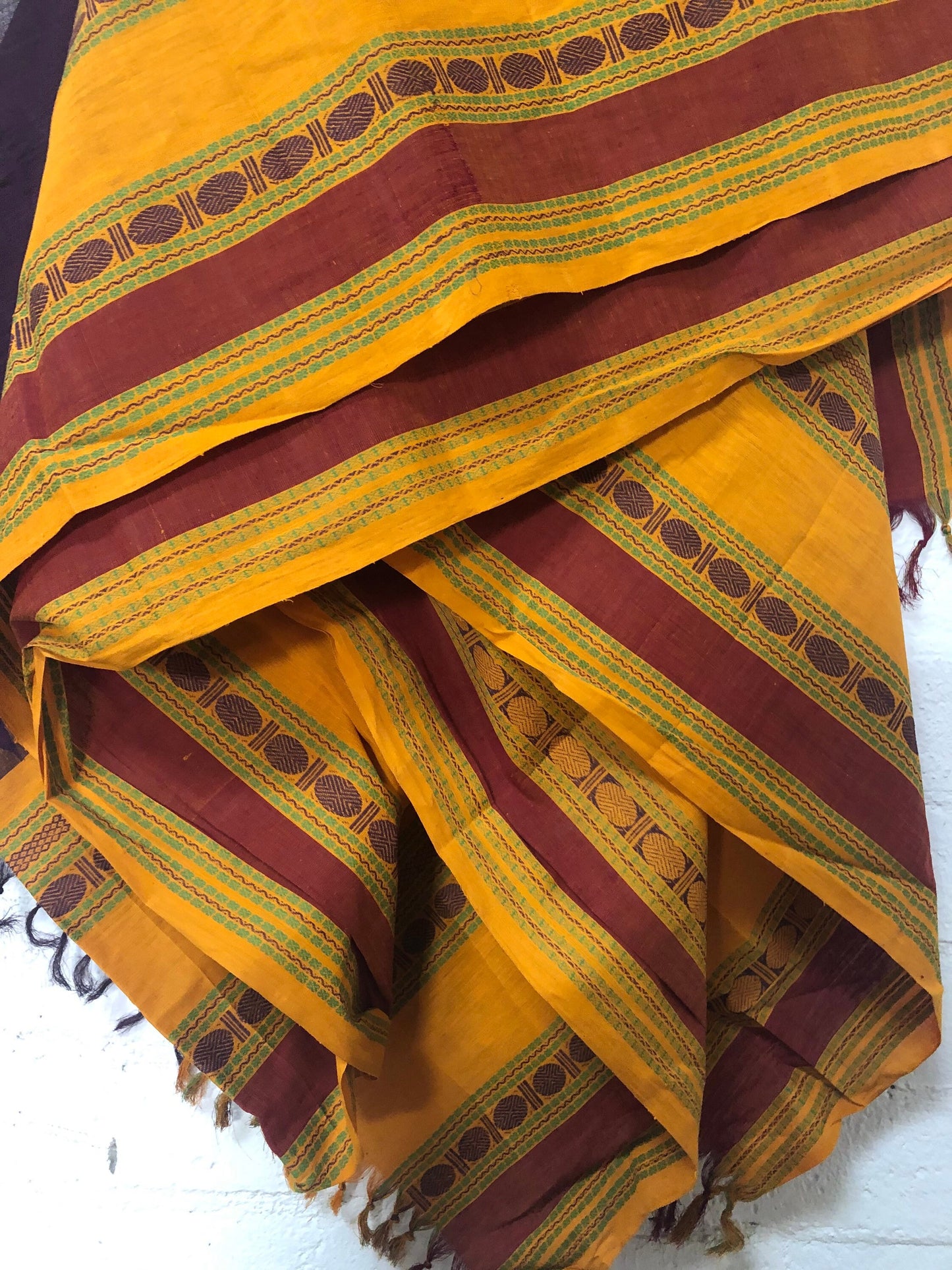 Vintage Cotton Purple Gold Handwoven Indian Saree