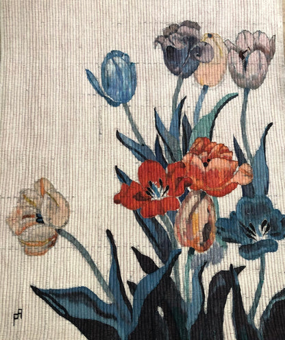 Vintage Handwoven Tapestry Cluster of Tulips Made in Peru