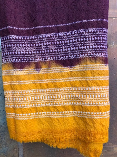 Vintage Wool Embroidered Indian Shawl