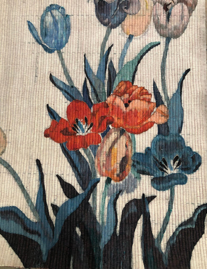 Vintage Handwoven Tapestry Cluster of Tulips Made in Peru