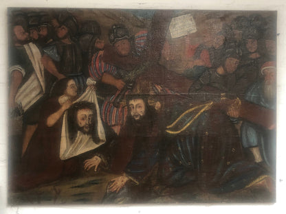 Antique Latin American portrait of The Veil of Veronica and Jesus Christ