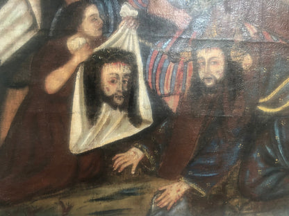 Antique Latin American portrait of The Veil of Veronica and Jesus Christ