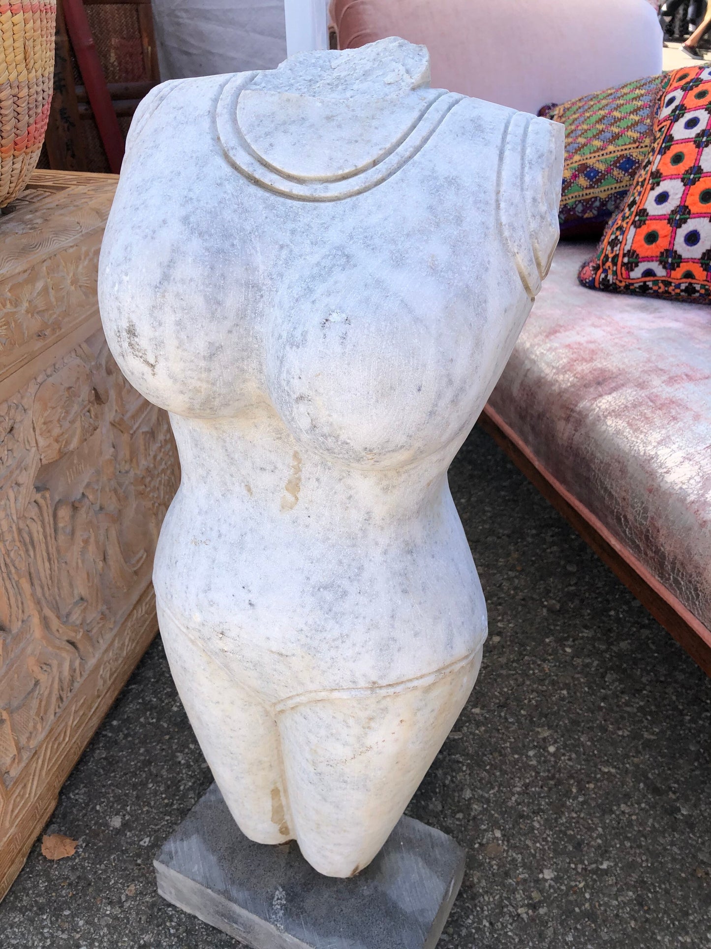 Antique Asian Marble Female Nude