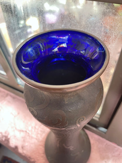 Antique Art Nouveau Vase with Bronze Patina Val Saint Lambert
