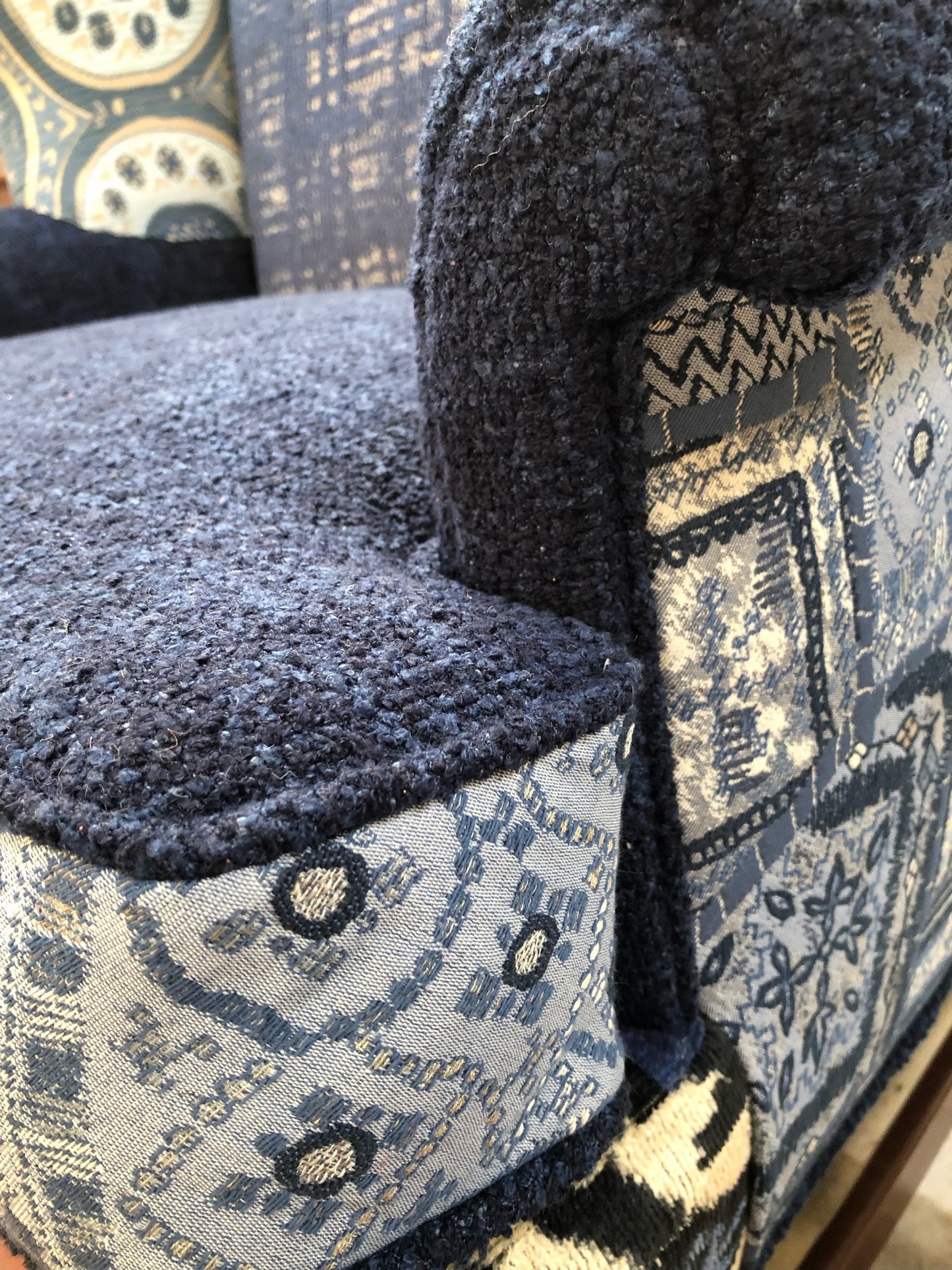 Recycled Reupholstered 1940s Loveseat in Shade of Blue