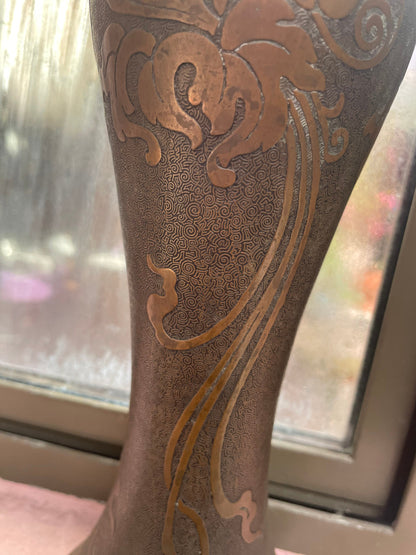 Antique Art Nouveau Vase with Bronze Patina Val Saint Lambert