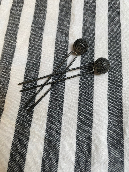 Vintage 1920s Silver Hair Pins