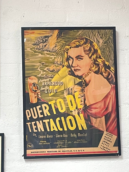 Vintage Mexican Movie Poster, Puerto de Tentación 1951