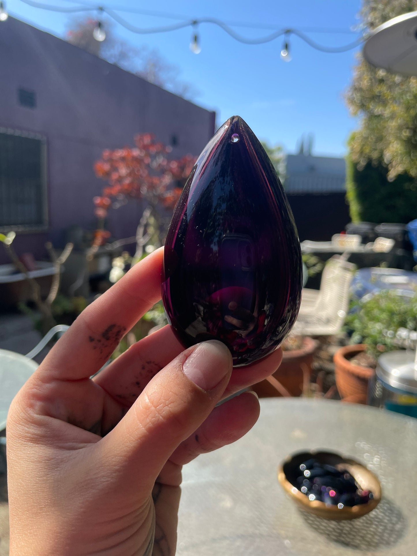 Vintage Chandelier Purple Teardrop Crystals