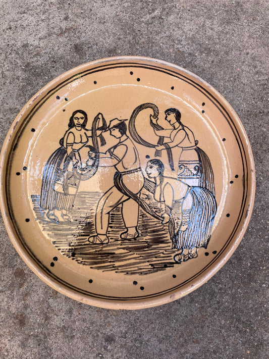 Vintage Mexican Handpainted Cermanic Plate by L. Moreales
