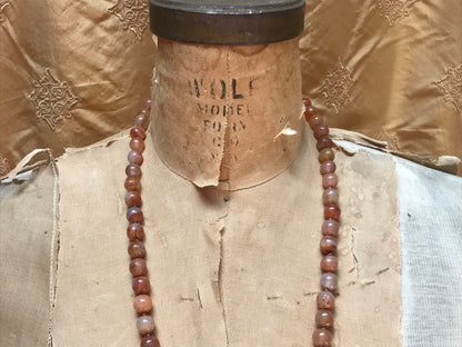Vintage Citrine Beaded Necklace with Chinese Metal Pendant