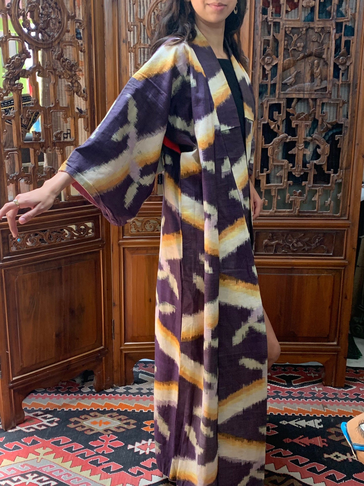 Vintage Hand-sewn Japanese Ikat Kimono