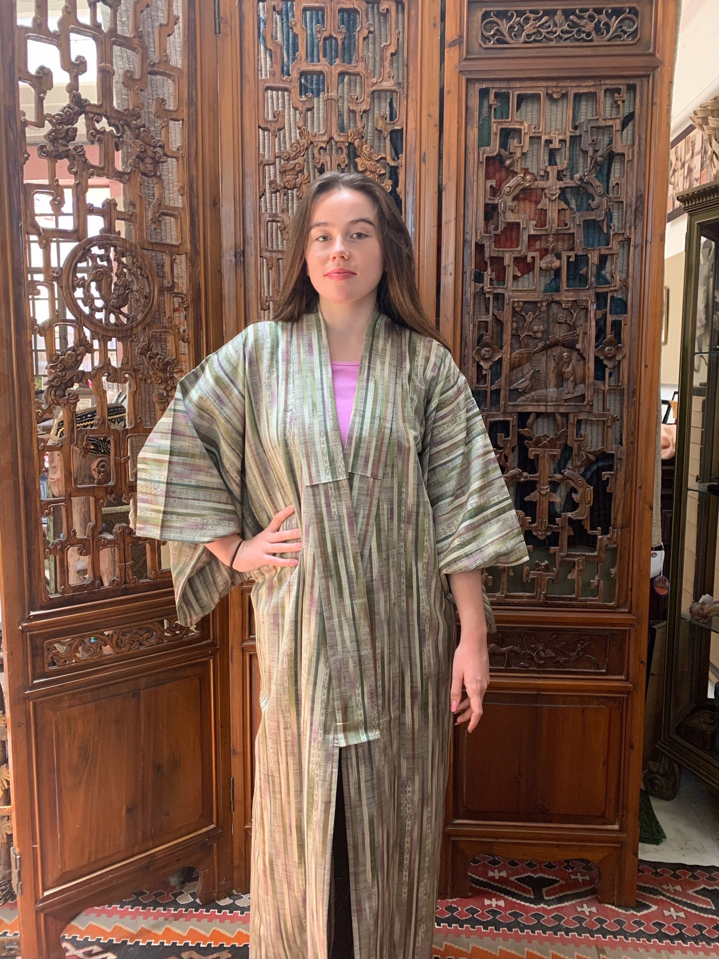 Vintage Multicolor Long Kimono