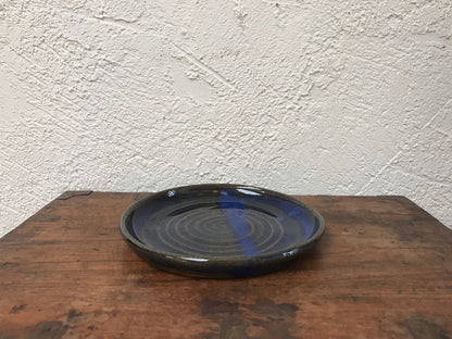 Vintage Dark Blue Ceramic Bowl with Removable Top Studio Pottery