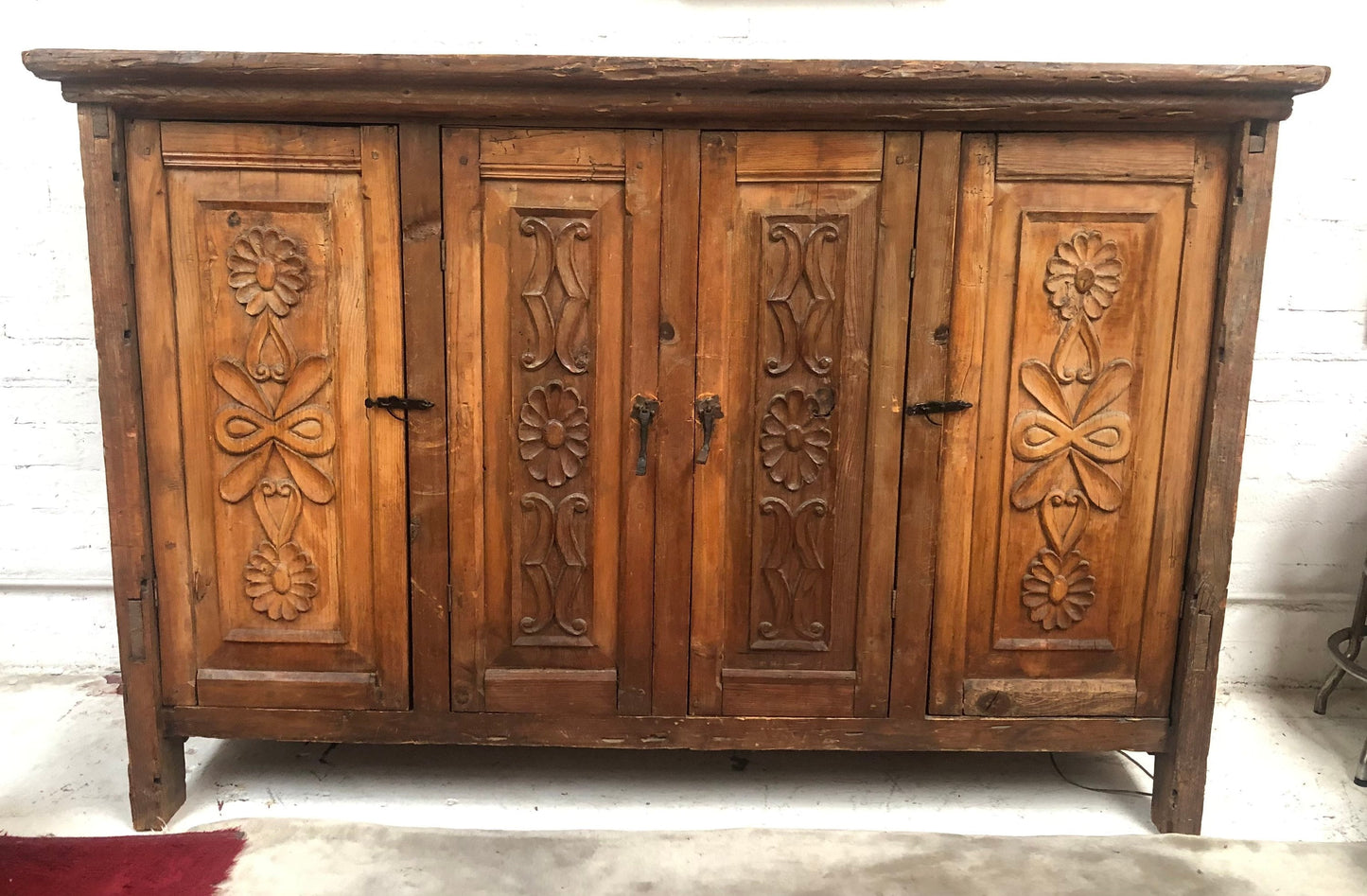 Antique Vintage Massive Mexican Dining Room Hand Carved Cabinet