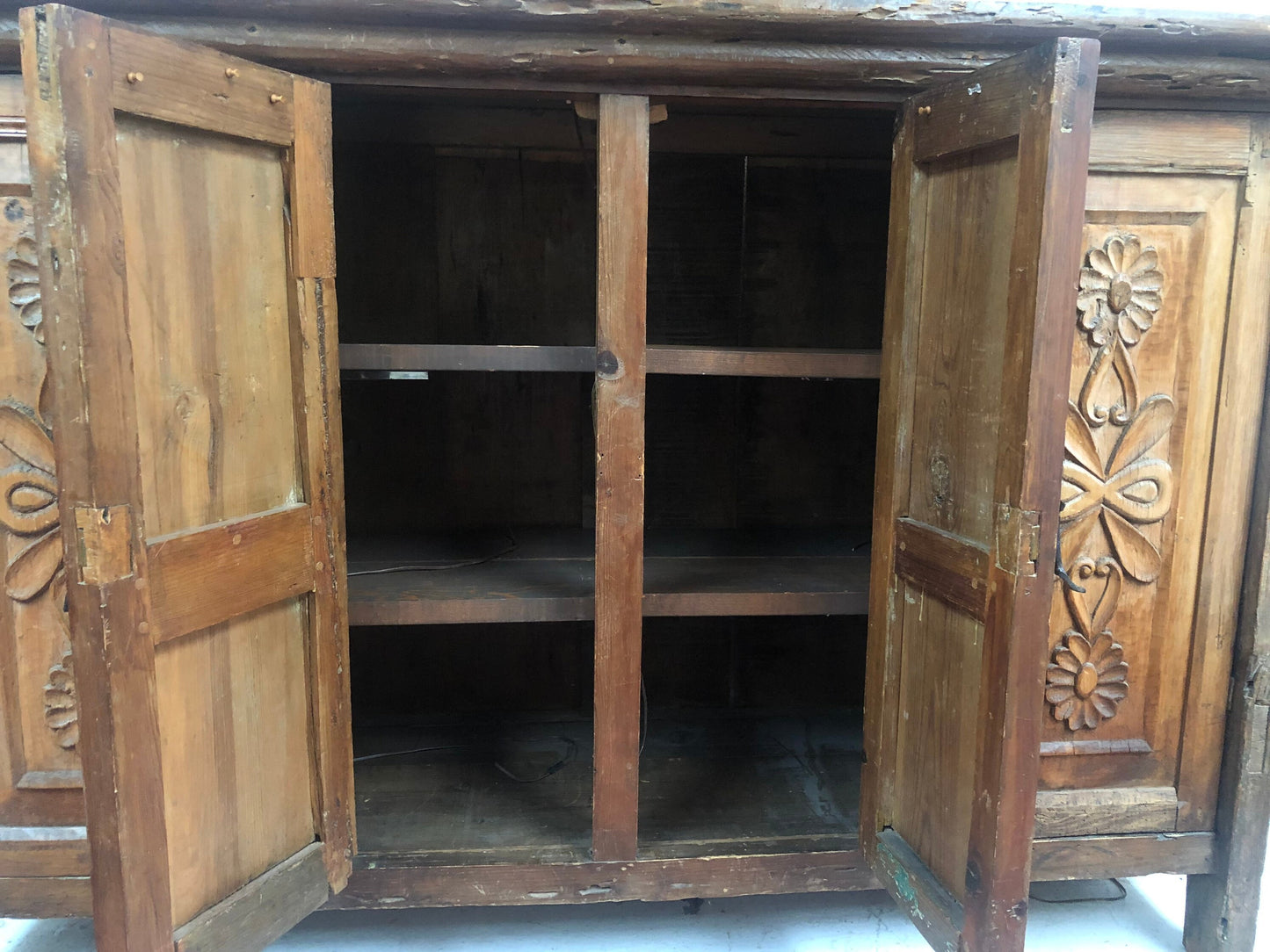Antique Vintage Massive Mexican Dining Room Hand Carved Cabinet