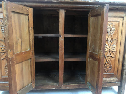 Antique Vintage Massive Mexican Dining Room Hand Carved Cabinet