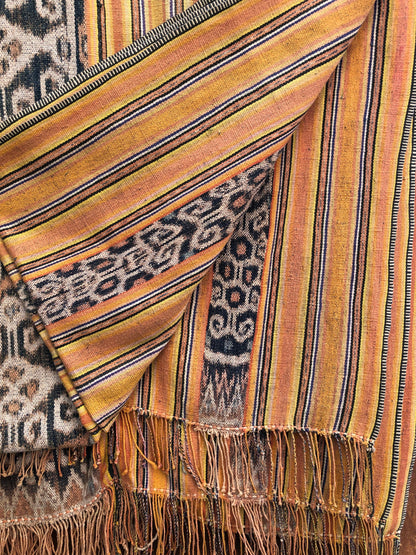 Vintage Handwoven Ikat Textile, Tablecloth, Shawl