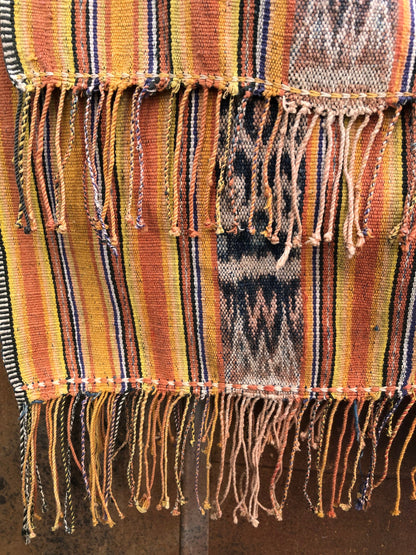 Vintage Handwoven Ikat Textile, Tablecloth, Shawl