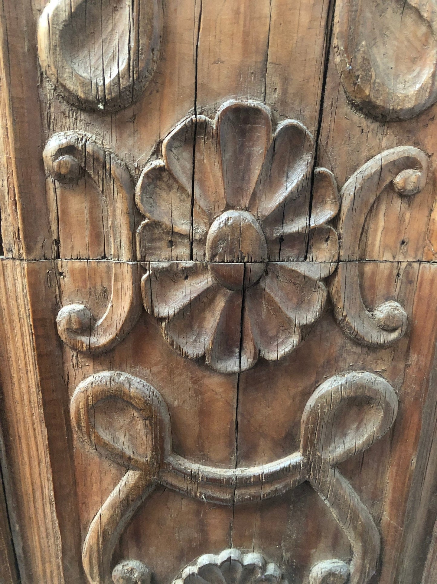 Antique Vintage Massive Mexican Dining Room Hand Carved Cabinet