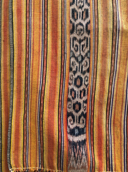 Vintage Handwoven Ikat Textile, Tablecloth, Shawl