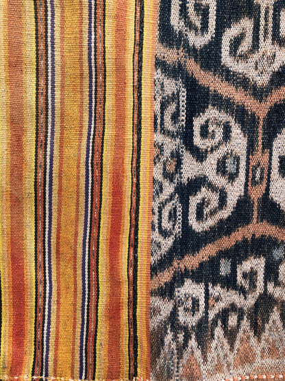 Vintage Handwoven Ikat Textile, Tablecloth, Shawl